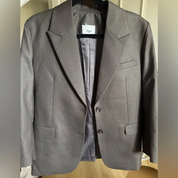 The Frankie Shop oversized wool blazer brown mushroom taupe - Picture 6 of 12